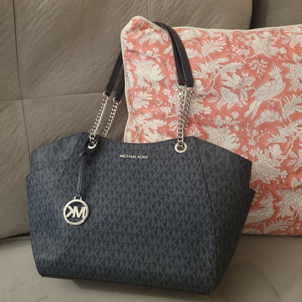 Michael Kors Navy Blue Logo Tote Bag